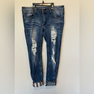 Machine distressed skinny